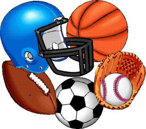 clip art showing sports equipment