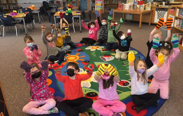 Grade 1 class excited about mittens