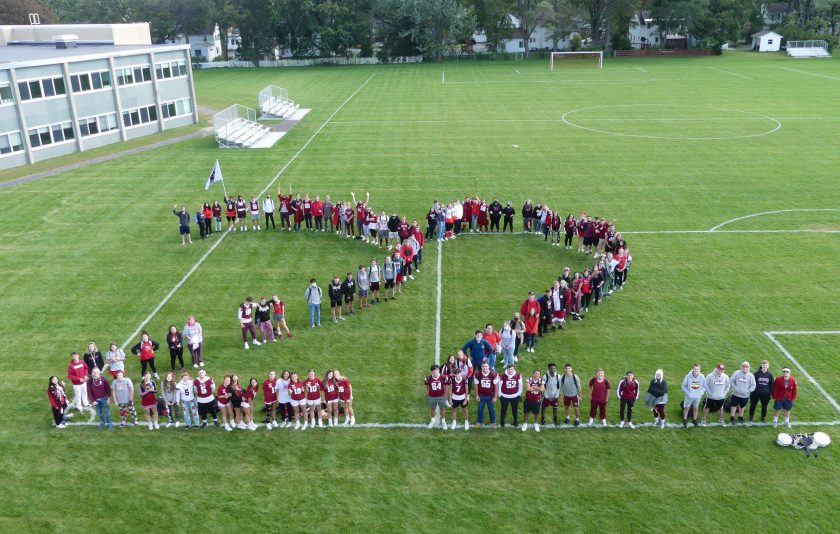 Class of 2022 in field at the hs