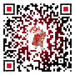 QR code with tartan mascot in the middle 