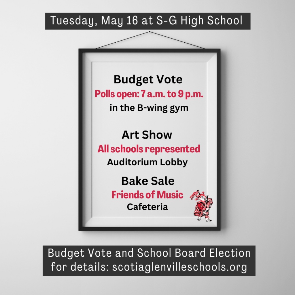 budget vote pills open from 7am to 9pm, art show, and bake sale
