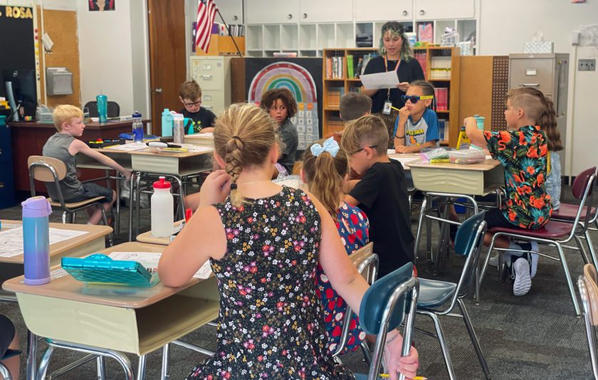 Teacher reading to class